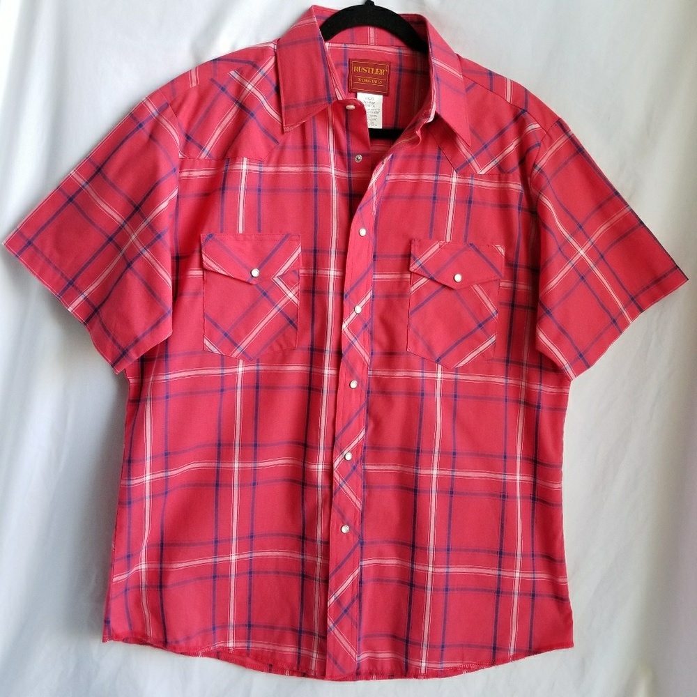 RUSTLER Western wear pearl snap short sleeve shirt